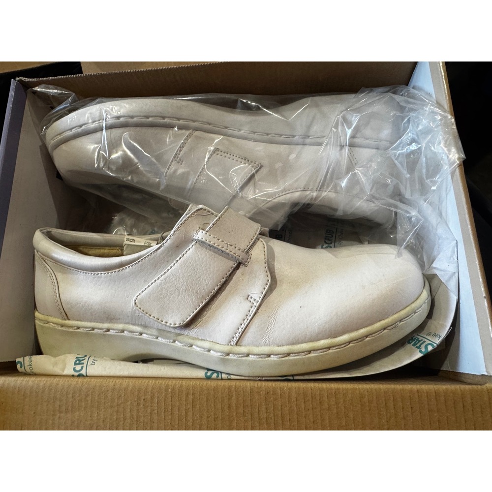 ScrubStar by Cherokee Tulip II White Leather Nursing Clogs Shoes Womens 10M